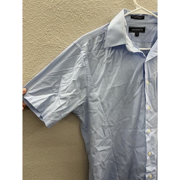 Architect Mens Shirt Size Medium 15-15 1/2 Blue Short Sleeve Button Up Collared - Picture 3 of 13